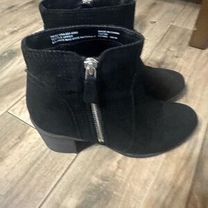 Women's Black Suede Ankle Boots with Side Zip